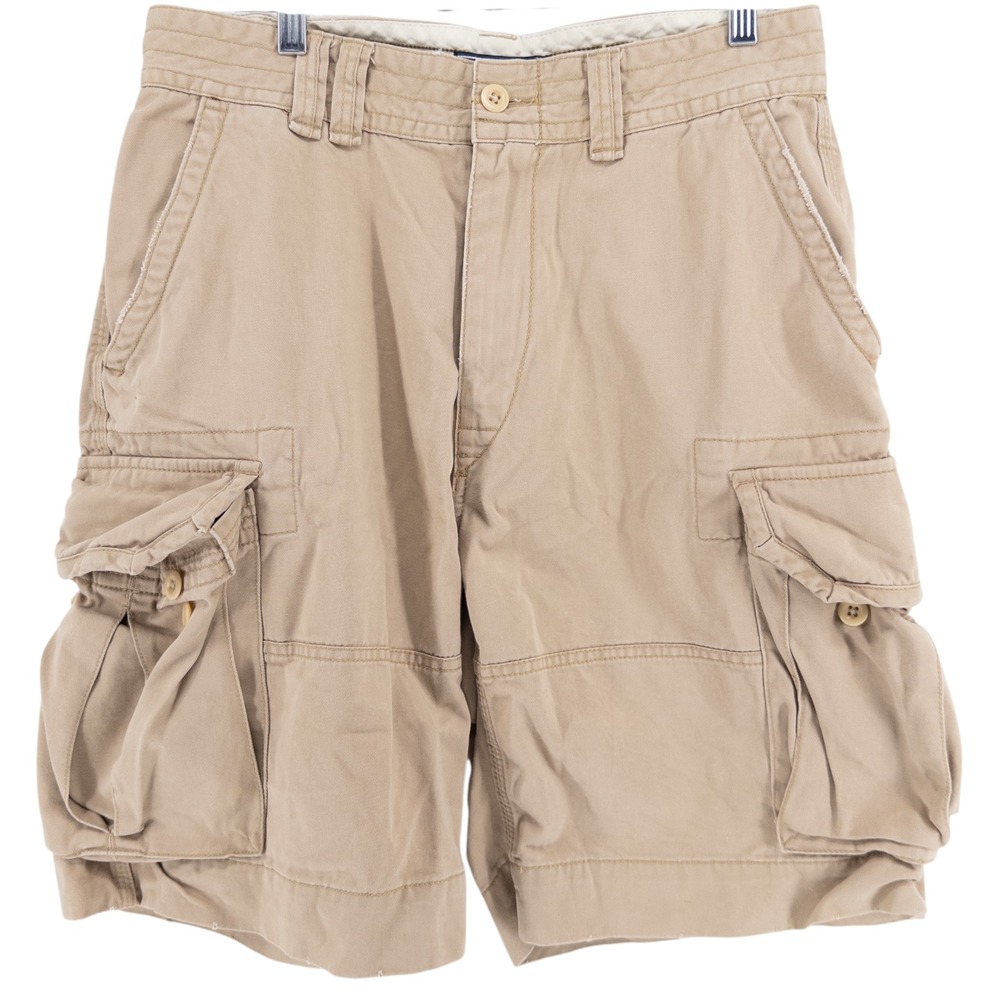 Vintage Polo Ralph Lauren Beige Cargo Shorts Mens Size 32 Pockets Grunge Y2K 90s